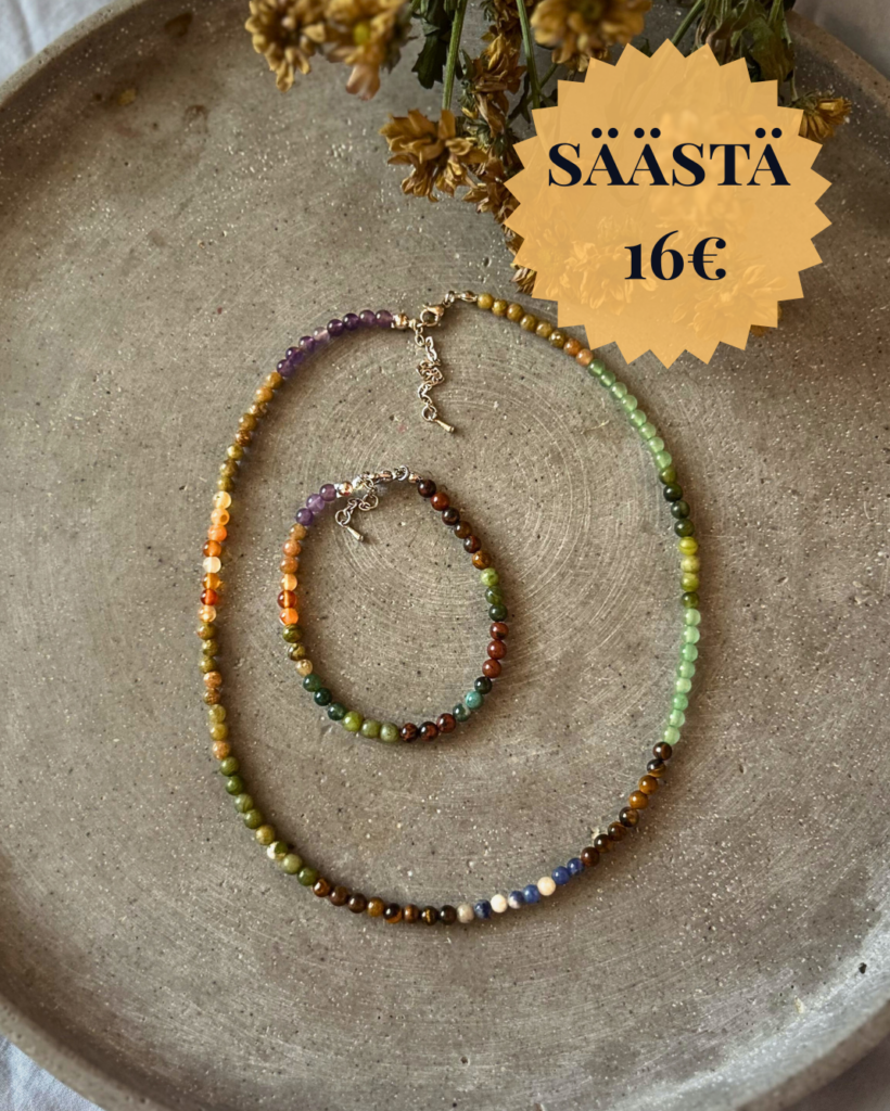 amuletti kivikorut, soul map korusetti ,kaulakoru, rannekoru ,käsikoru, korusetti luonnonkivistä, personoitu korusetti syntymäkartan mukaan, kaulakoru ja rannekoru setti onnenkivillä, astrologinen korusetti naiselle