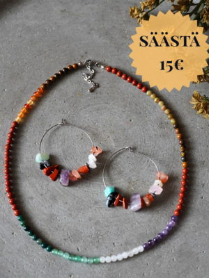 amuletti kivikorut lunar path korusetti kaulakoru korvakorut